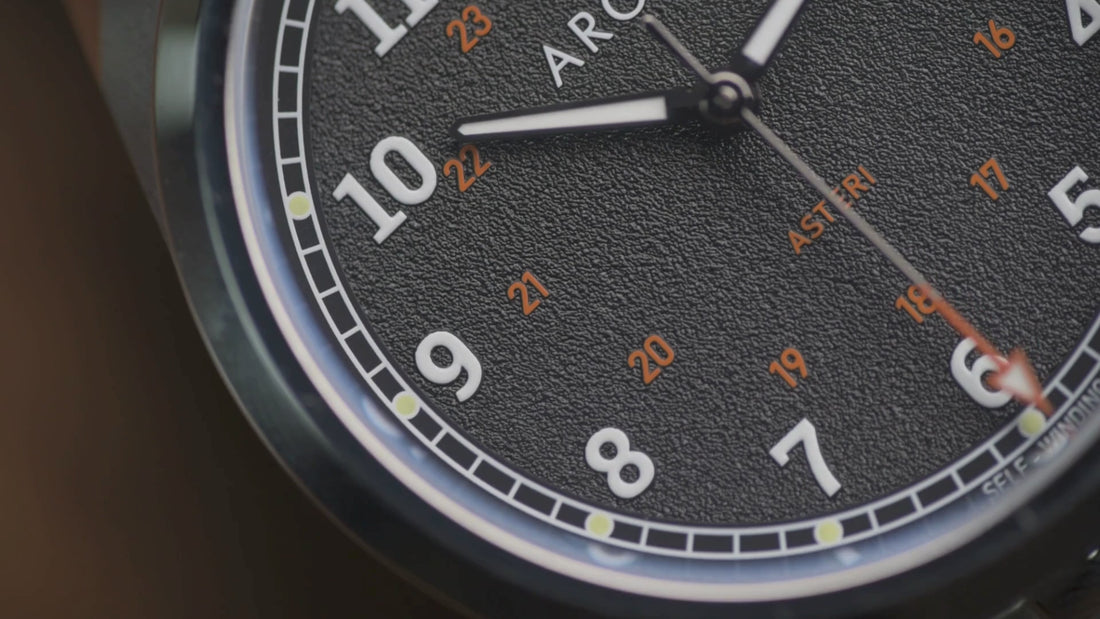 A close-up of Argos watches asteri